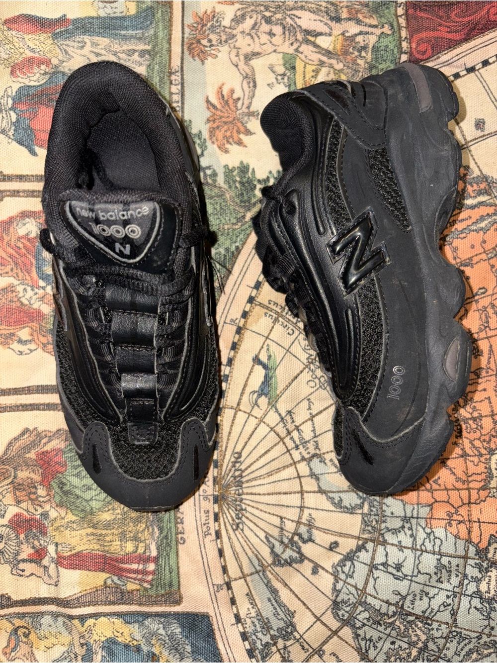 New Balance 1000 Black Chunky Athletic Sneakers